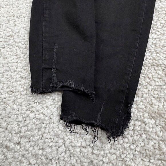 Free People Shark Bite Distress Raw Hem Skinny Jeans Black - Picture 8 of 13